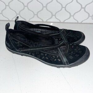 Skechers Womens Black Flats Leather Earth Memory Foam Mary Jane Slip-On 7.5